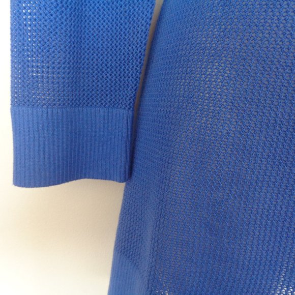 T by Talbots Women's Blue Open Knit Crew Neck Sweater Medium - Picture 2 of 5